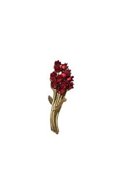 Vintage Avon DM 97 Dozen Roses Pin Brooch Red Gold Tone